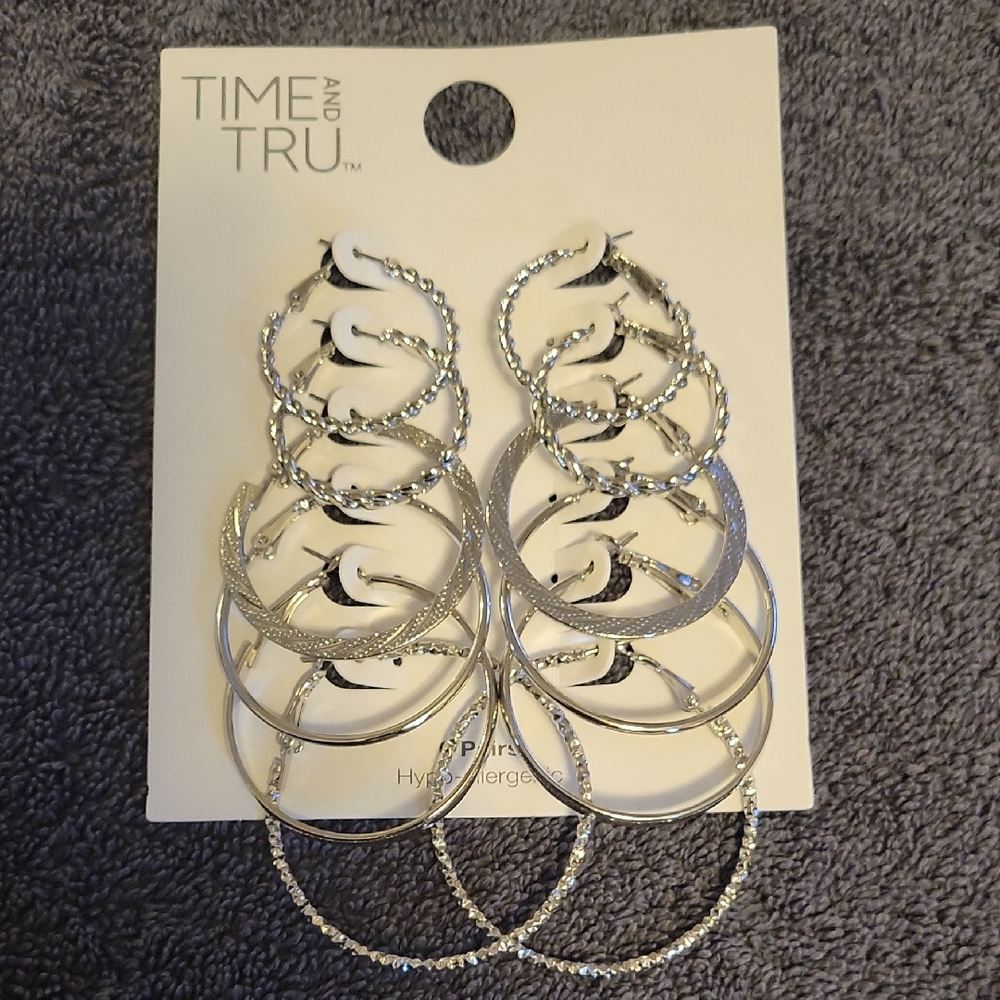 Earrings Silver Hoop Earrings 6 Pair